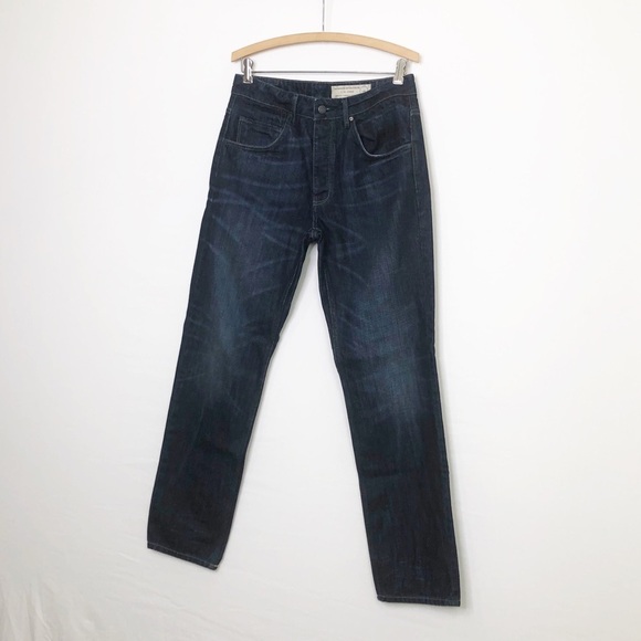 All Saints Spitalfields feels dark wash button fly straight leg jeans. - Picture 10 of 10